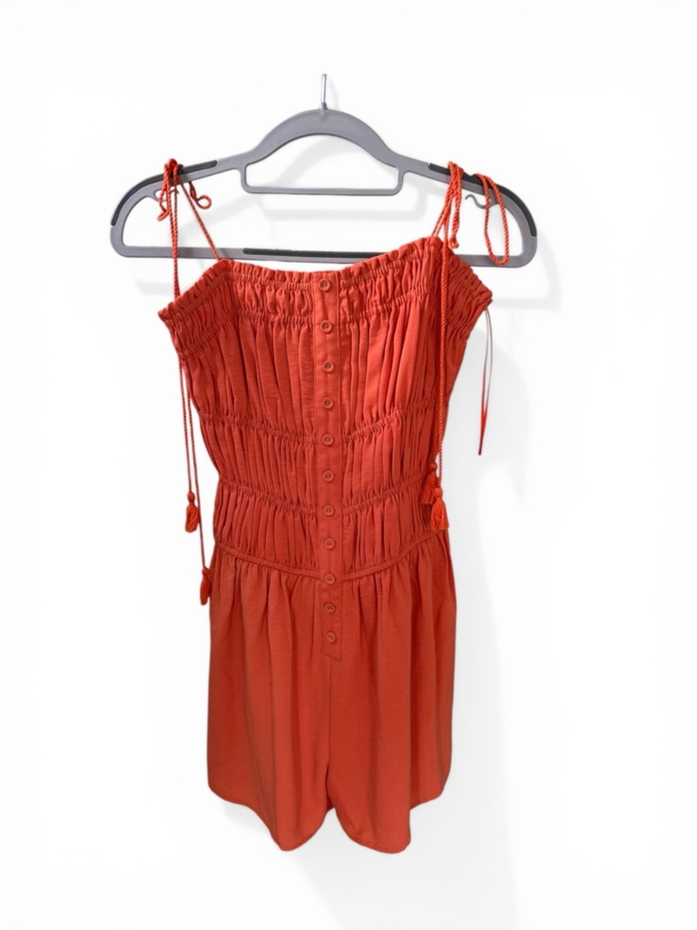 Lost + Wander Smocked Button-Front Romper